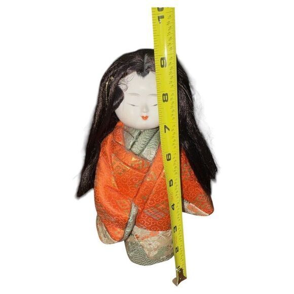 Vintage Kimekomi Ichimatsu Gofun Kimono Doll Porcelain Head 9 In Tall Japan - Picture 2 of 9